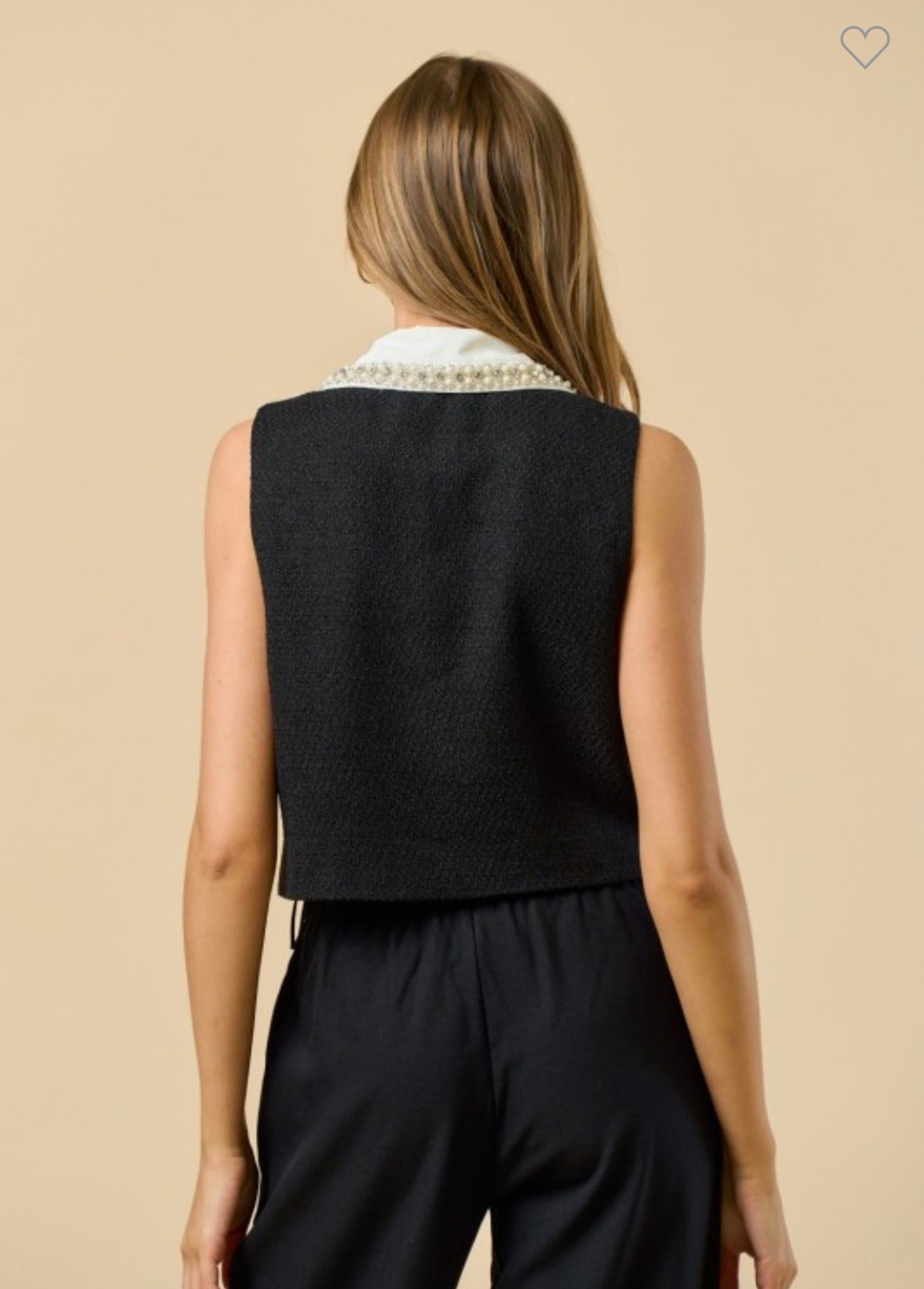 Tweed Top with Contrast Collar