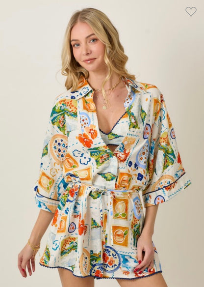 Watercolor Romper and Bra Set
