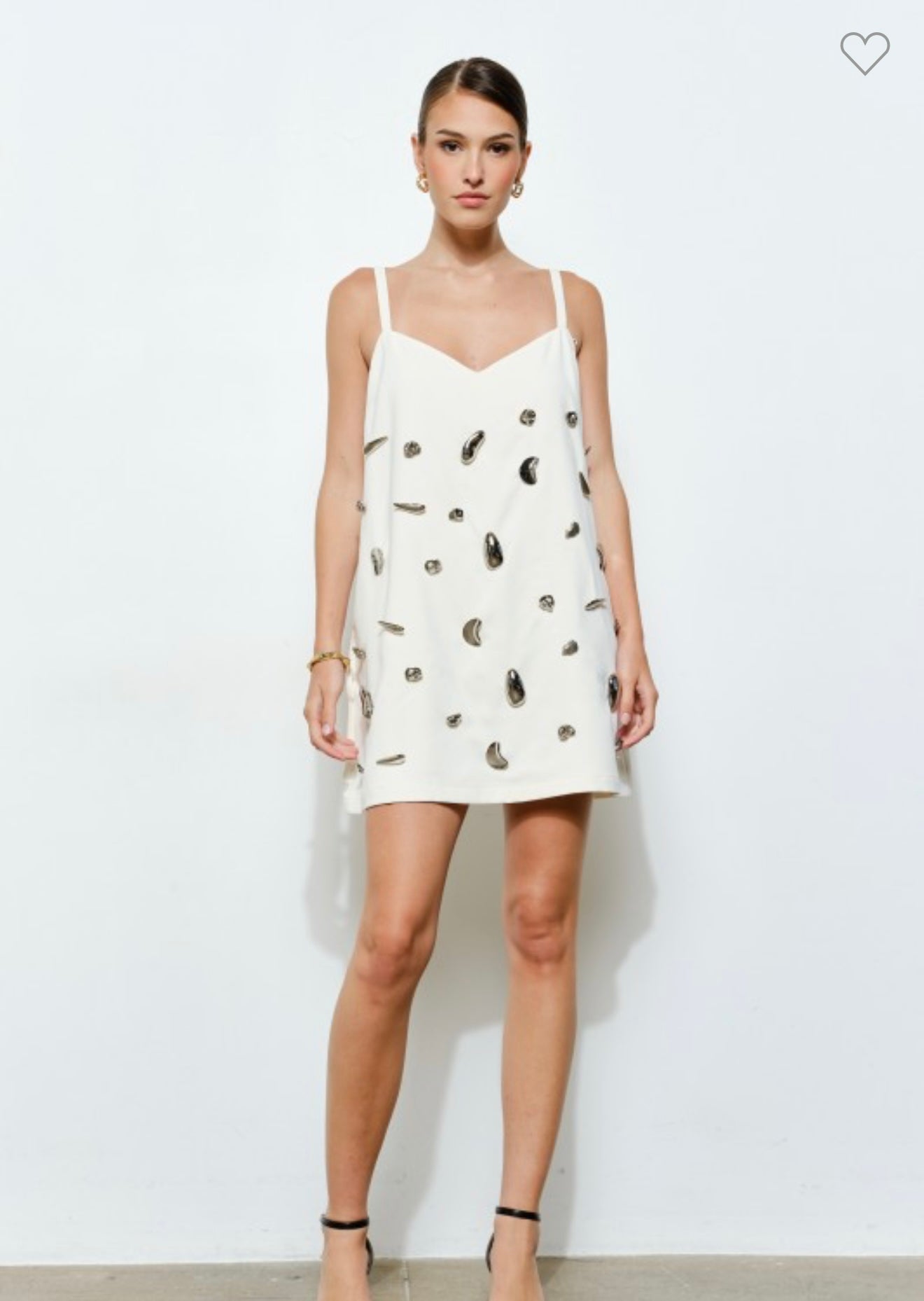 Metallic Embellished A-line Mini Dress