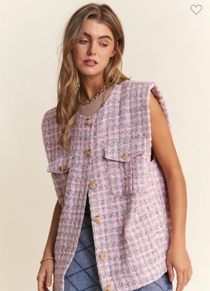 Pink Tweed Vest