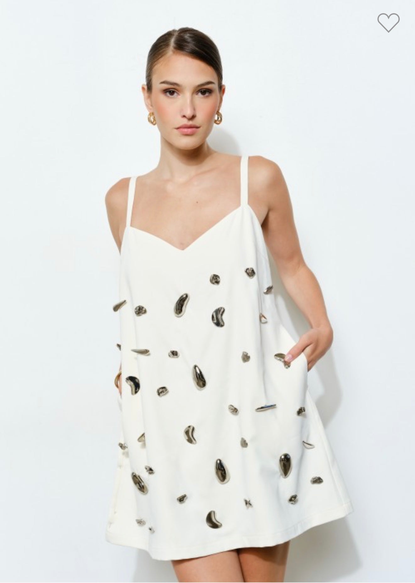 Metallic Embellished A-line Mini Dress