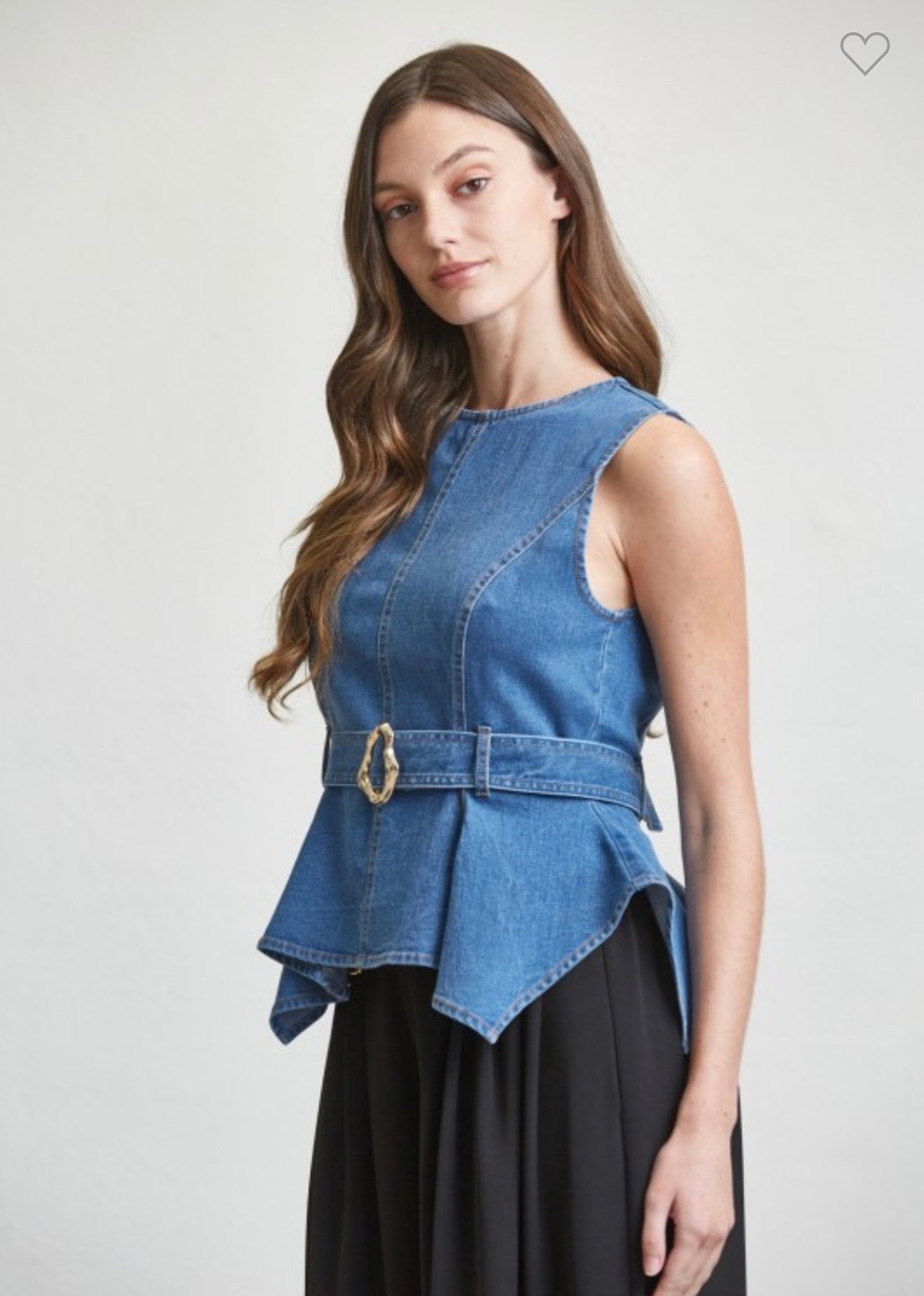 Boat Neck Denim Top