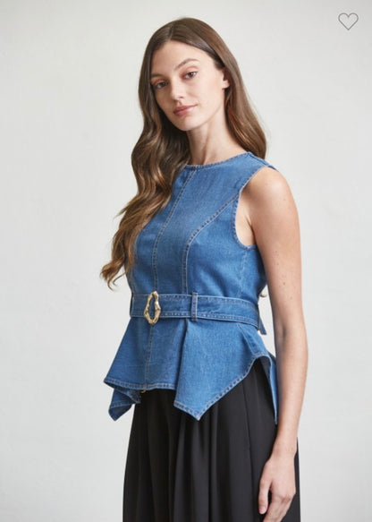 Boat Neck Denim Top