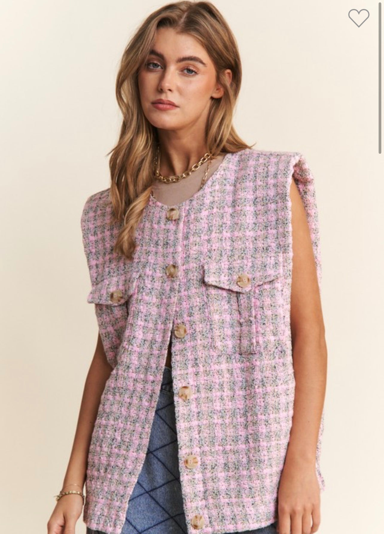 Pink Tweed Vest