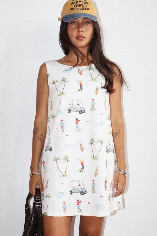 Golf Print Mini Dress