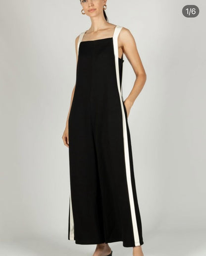 Side Stripe Jumpsuit - Black