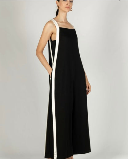 Side Stripe Jumpsuit - Black