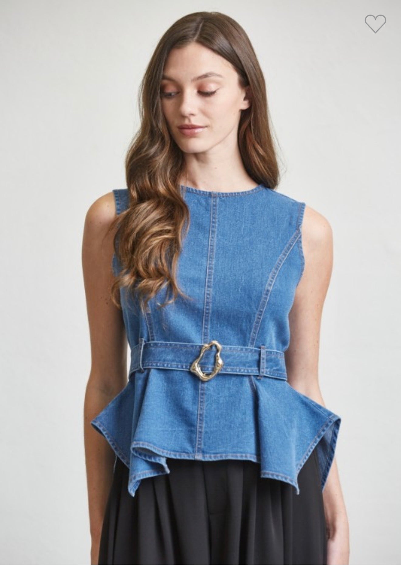 Boat Neck Denim Top