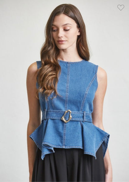 Boat Neck Denim Top