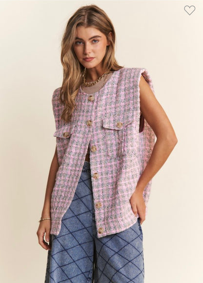 Pink Tweed Vest