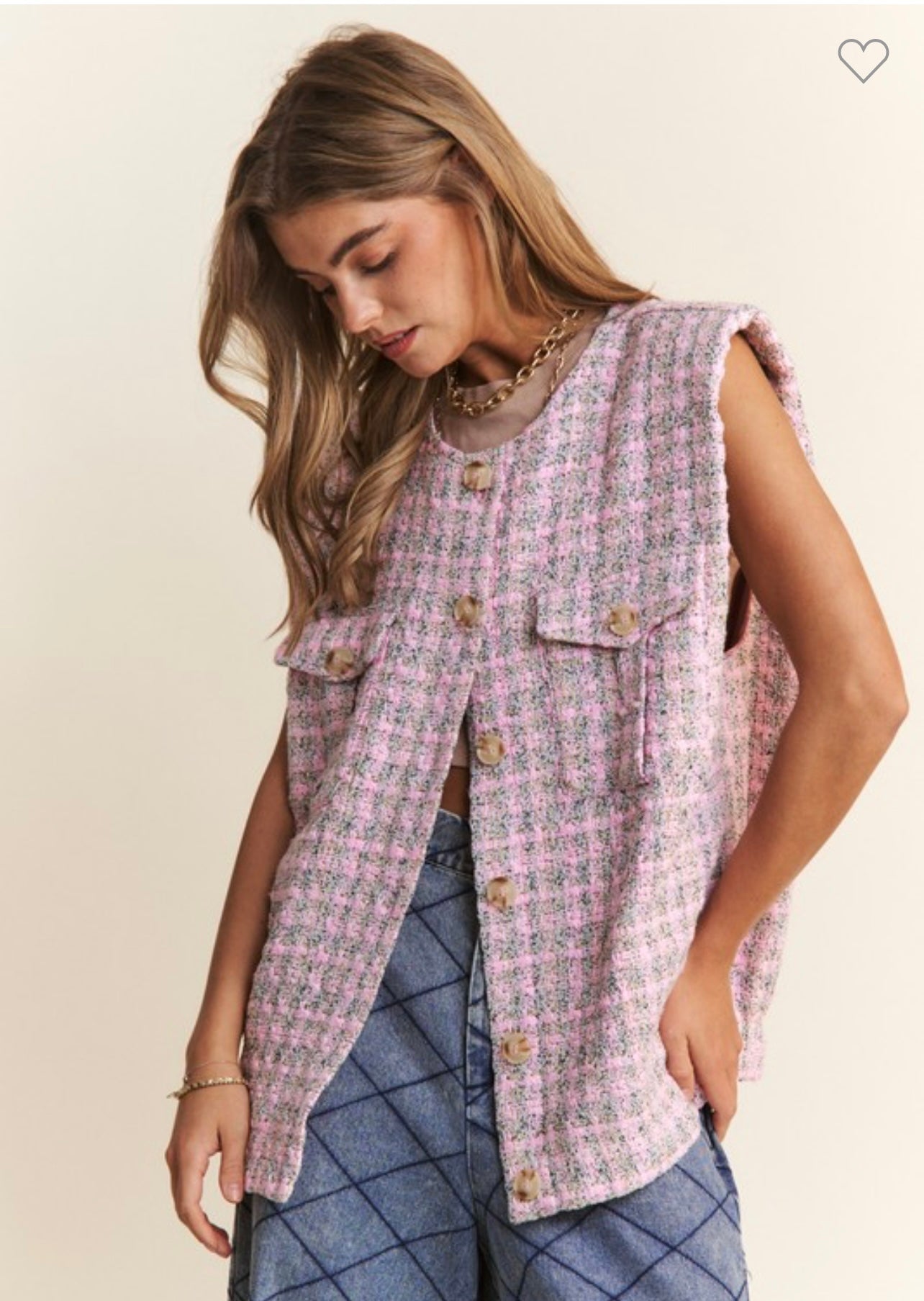 Pink Tweed Vest