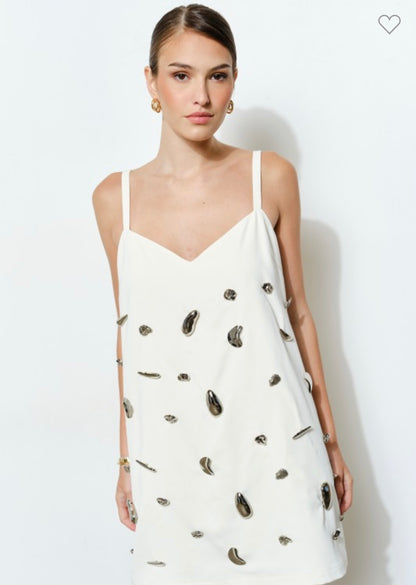 Metallic Embellished A-line Mini Dress