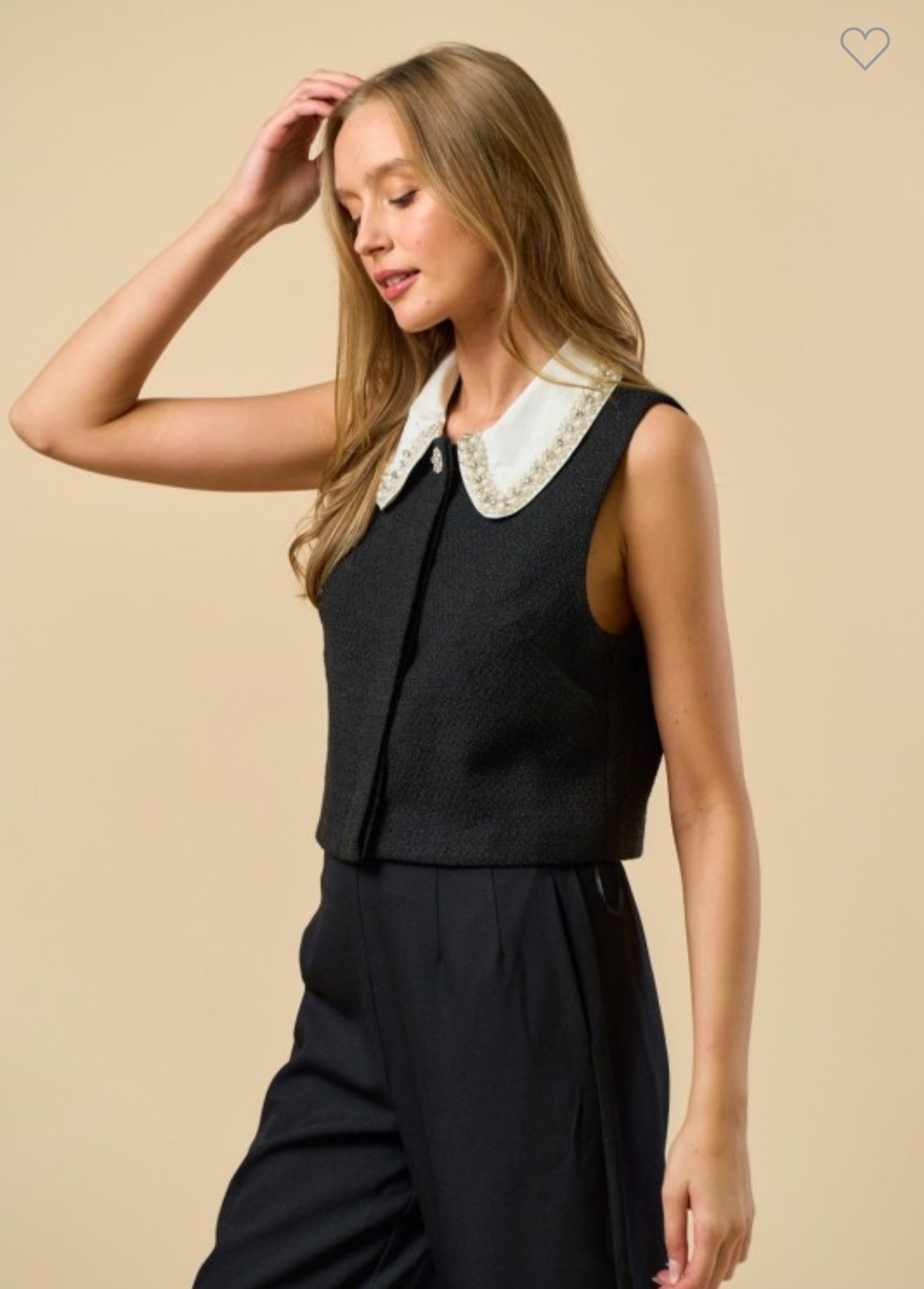 Tweed Top with Contrast Collar