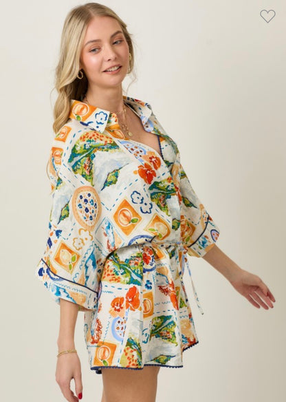 Watercolor Romper and Bra Set