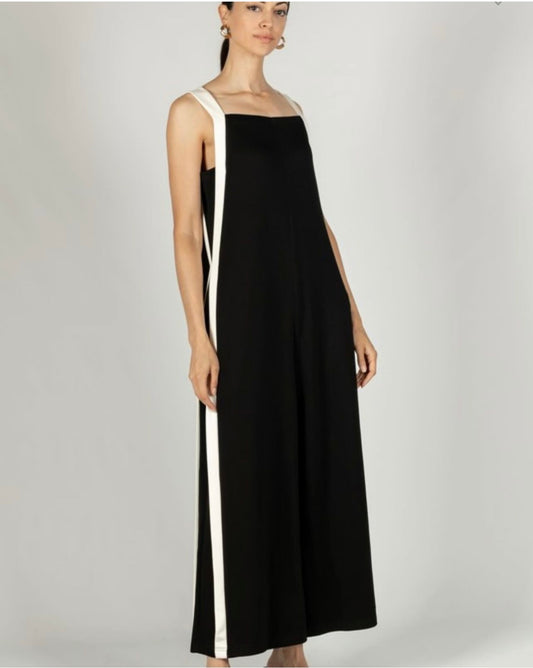 Side Stripe Jumpsuit - Black