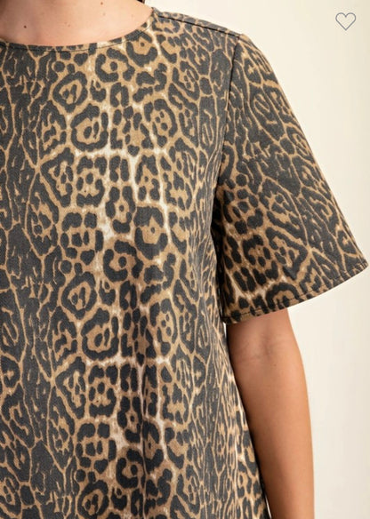 Leopard Denim Mini Dress