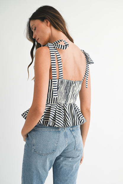 Pinstripe Peplum Top