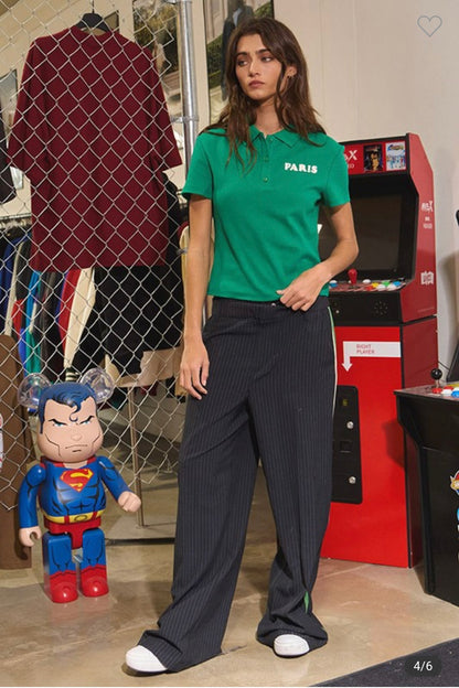 Pinstripe Trousers-Navy